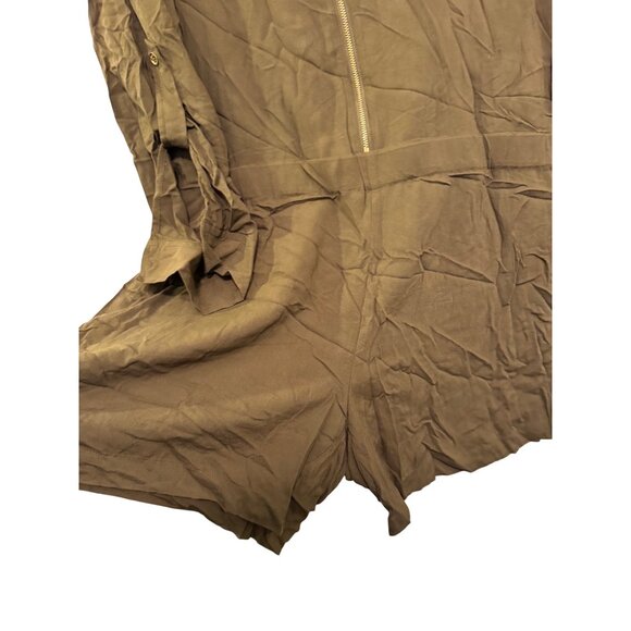 Michael Kors Romper Zip Front Roll Sleeve Women Size 14 Duffle Green - Picture 7 of 8